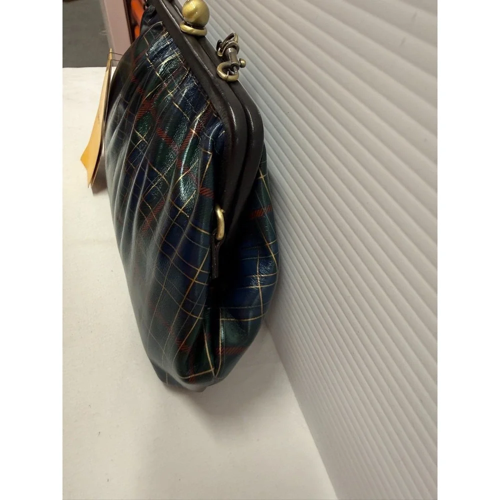 Patricia Nash Small purse Potenaz Leather‎ Clutch Chain Strap BLUE GREEN TARTAN